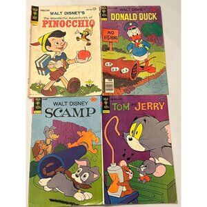Gold Key Comic Lot Pinocchio Donald Duck Tom & Jerry Scamp Walt Disney